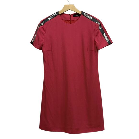 Versus Versace Logo Stripe Sequin Detail Short Sleeve Mini Dress Size 44 (US 8) - Picture 1 of 8